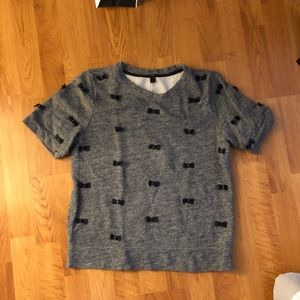 J crew thick sweater material t-shirt with bows